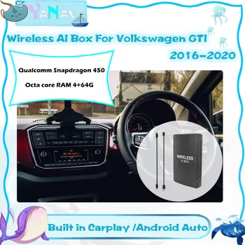 Android Mini Bezvadu AI Rūtiņu Volkswagen GTI 2016-2020 Qualcomm 450 Automašīnas Smart Kaste ar Carplay Google, YouTube, Netflix Video