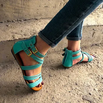 Liela izmēra sieviešu sandales ir 2021. jaunas kurpes Bohemia retro Audumi plakandibena Romiešu sandales